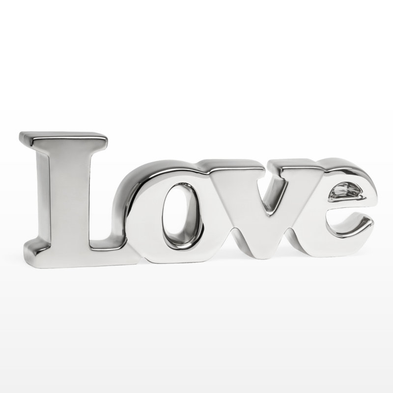Arali LOVE Ceramic Letter Block Sculpture (Silver), Silver