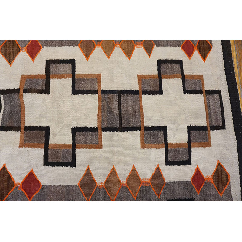 Tapis amérindien géométrique à tissage plat antique