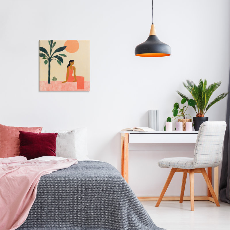 Art tropical sur toile, scène tropicale et femme par Lazar Studio, H 24 po x l 24 po