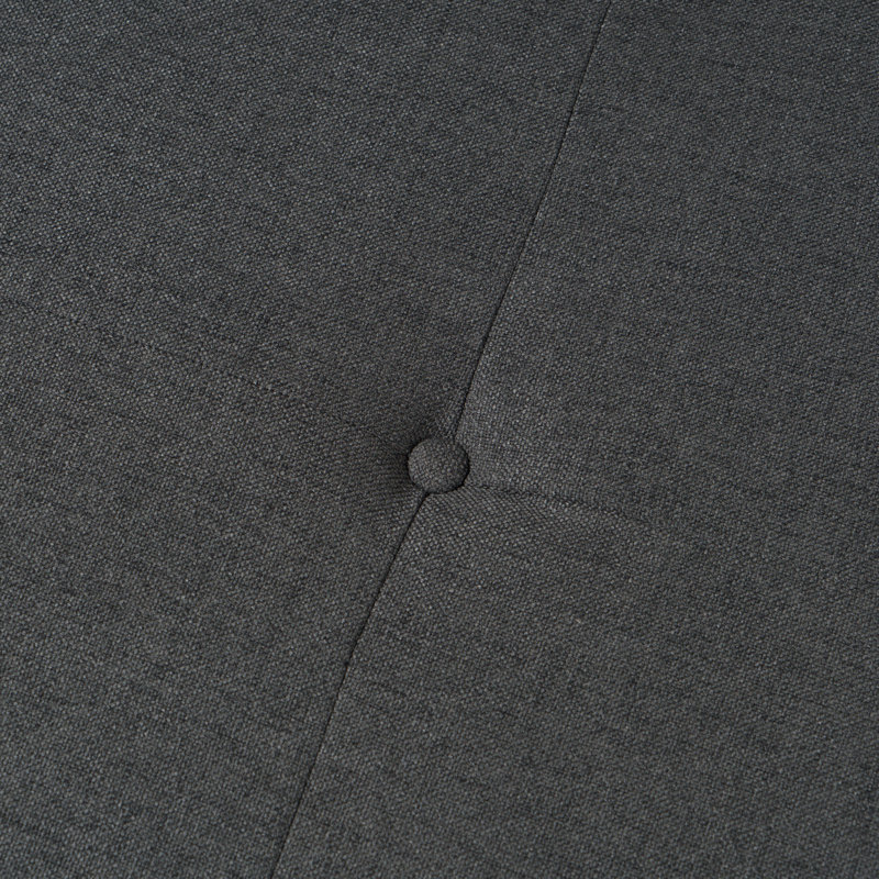 Dark Gray Upholstered Square Ottoman with Natural Wood Legs