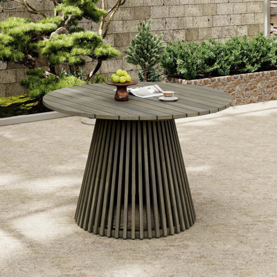 Outdoor Acacia Wood Patio Dining Table, 47.25-inch extra-large round dining table
