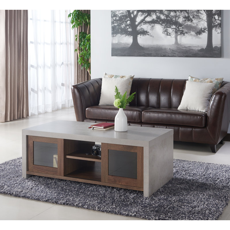 Table basse traîneau avec rangement, Marron