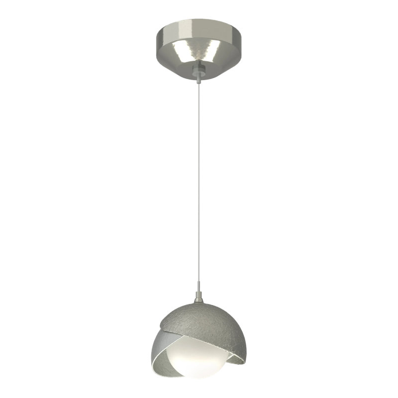 Brooklyn 1 - Light Single Globe Pendant, Sterling, Clear Steel