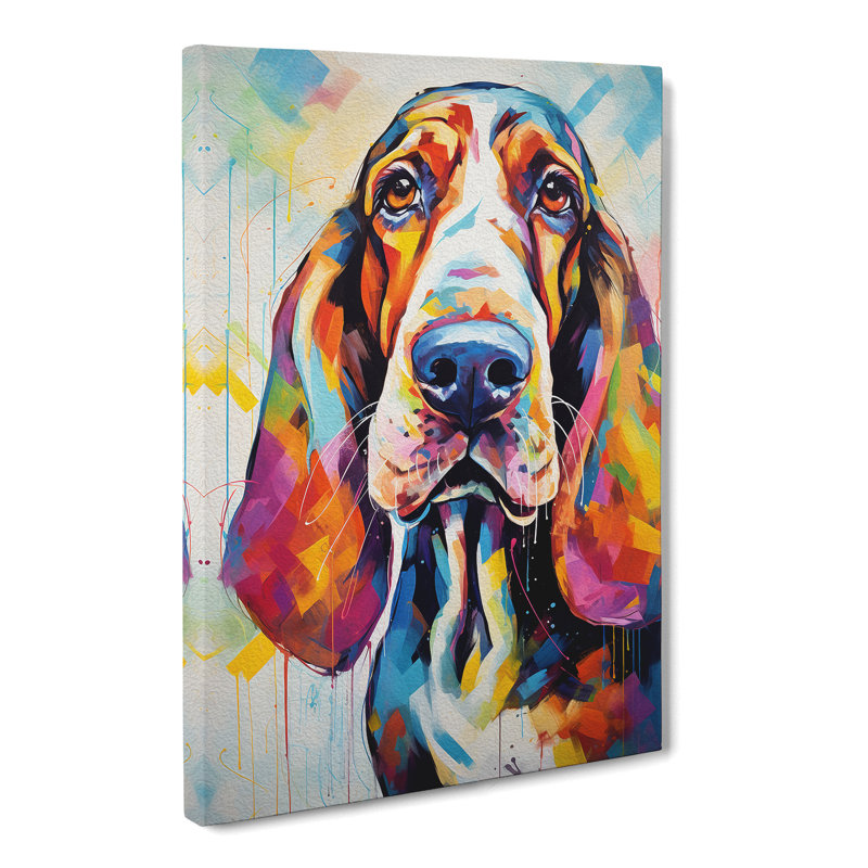 Basset Hound Action - No Frame Print, 76cm H x 50cm W x 3cm D
