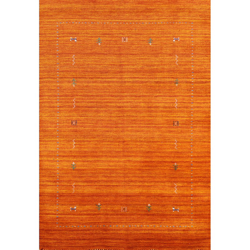 Tapis tribal orange en laine Gabbeh
