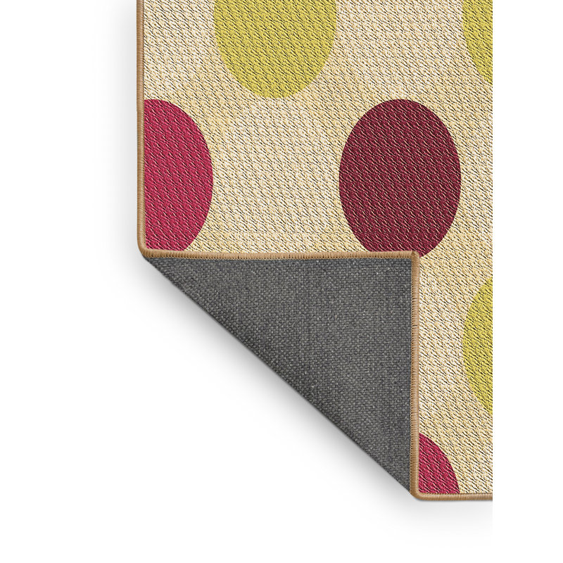 Tapis beige en laine à pois, Rectangle 4 pi x 6 pi