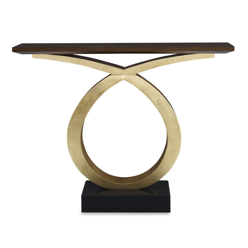 Loophole 48'' W Solid Wood Console Table, Walnut, Gold