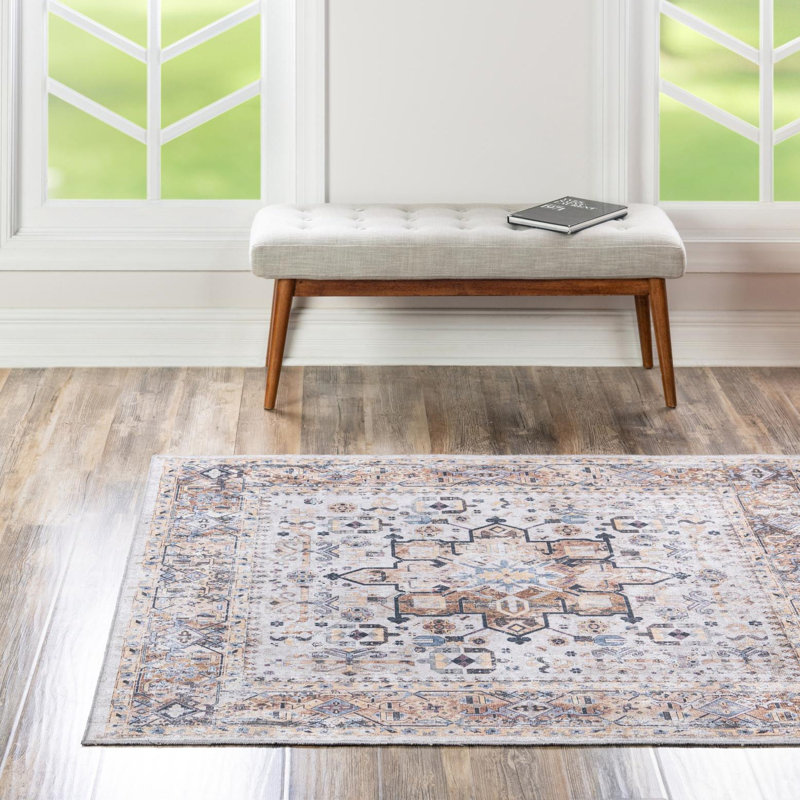 Bungalow Rose Washable Yara Rug, Square 7'1"
