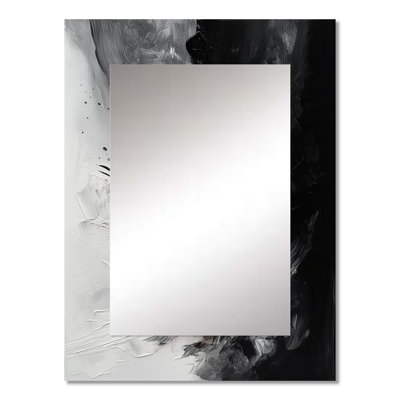 Black Textured Splash Paint Art III - Abstract Painting Wall Mirror, Modern & Contemporary Decorative Mirror, Printed Metal Art