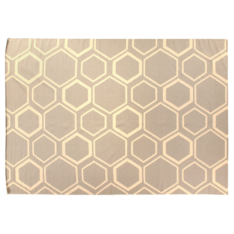 Wool Geometric Indoor Rug, Rectangle 5' x 8'
