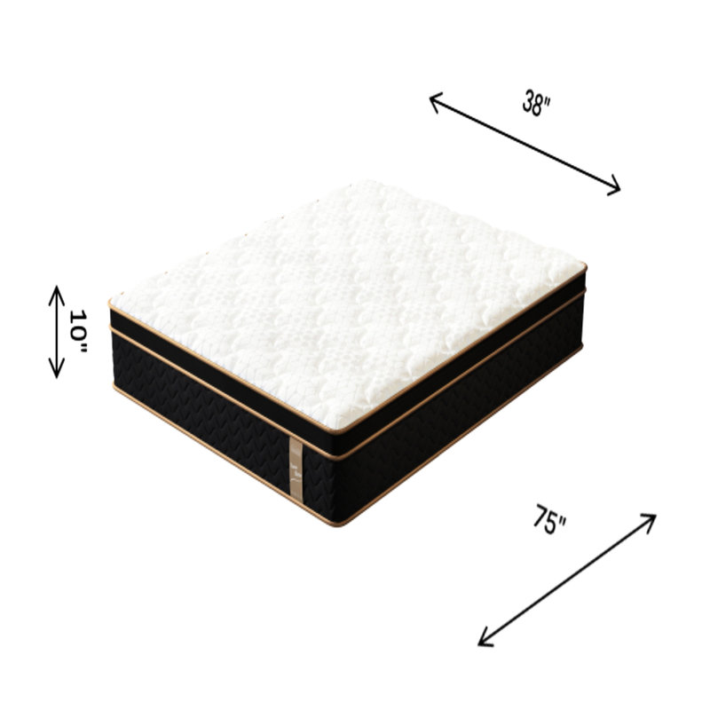 Matelas simple de 10 pouces avec mousse viscoélastique gélifiée, système de ressorts ensachés individuels, ressorts indépendants pour la séparation des mouvements, conception respirante et respirante