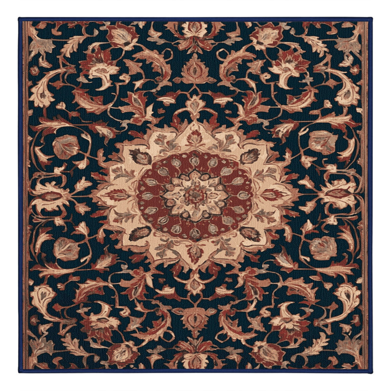 Tapis persan gris lavable à la machine, Carré 6 pi