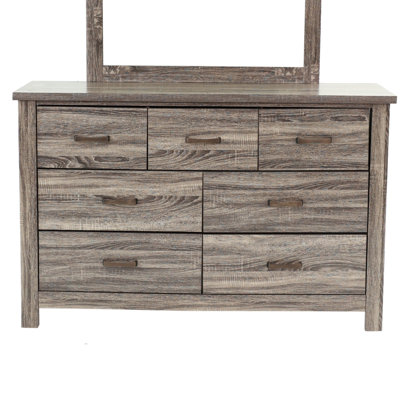 DRESSER en chêne gris, commode moderne à 7 tiroirs, chêne gris