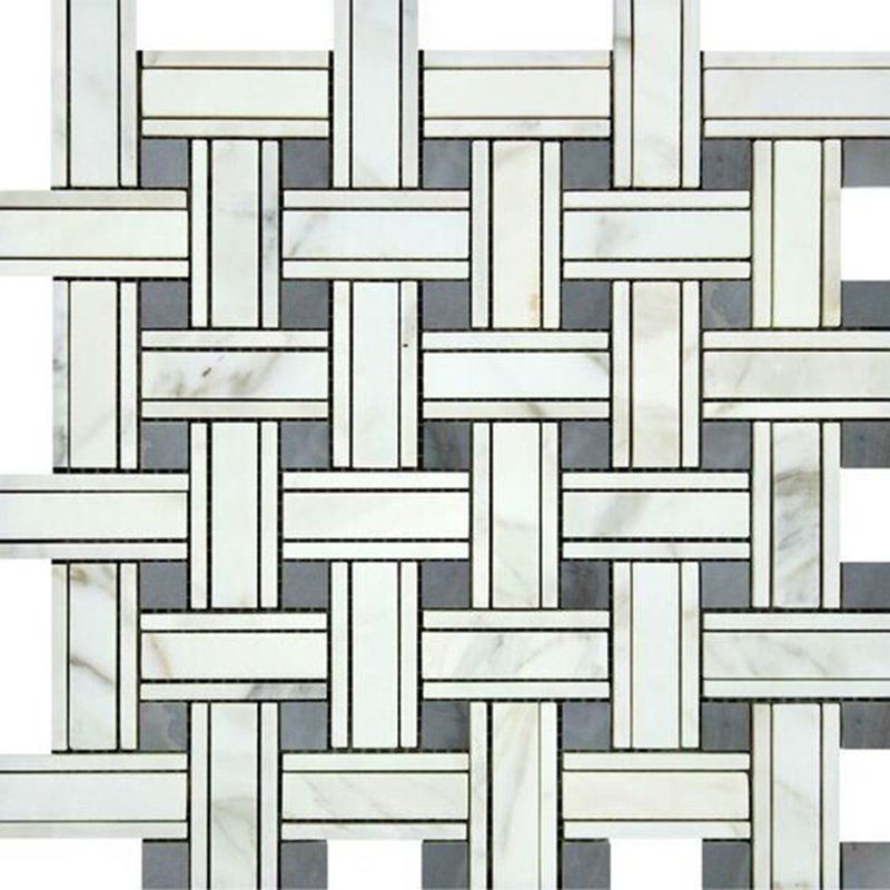 Marble Novelty Mosaic Wall & Floor Tile, White/Gray