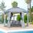 12' Round Outdoor Gazebo with Nettings and Curtains, Dark Grey-110989058
