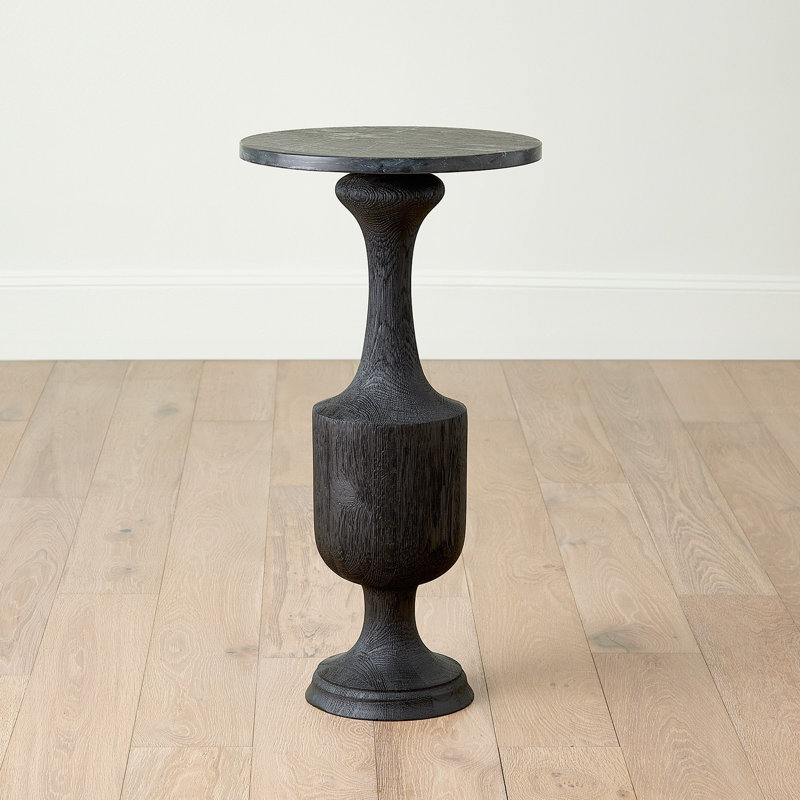 Marble End Table, Black Top/Black Base