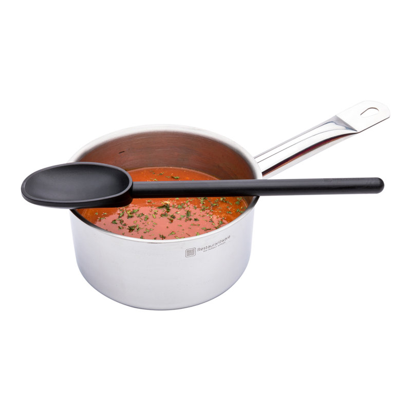 Cuillère de cuisine en nylon haute température pour restaurant - 1 pièce - cuillère à cuisson résistante à la chaleur de 12 pouces Met Lux, cuillère large - batterie de cuisine antiadhésive noire
