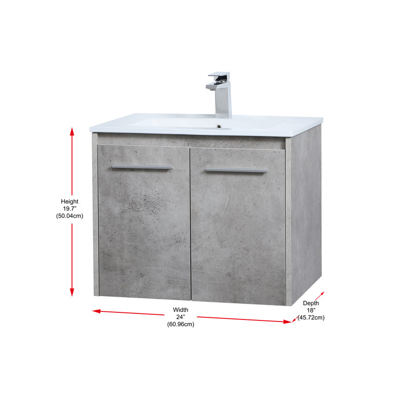 Agostini 24'' Single Bathroom Vanity with Resin Top, Concrete Gray