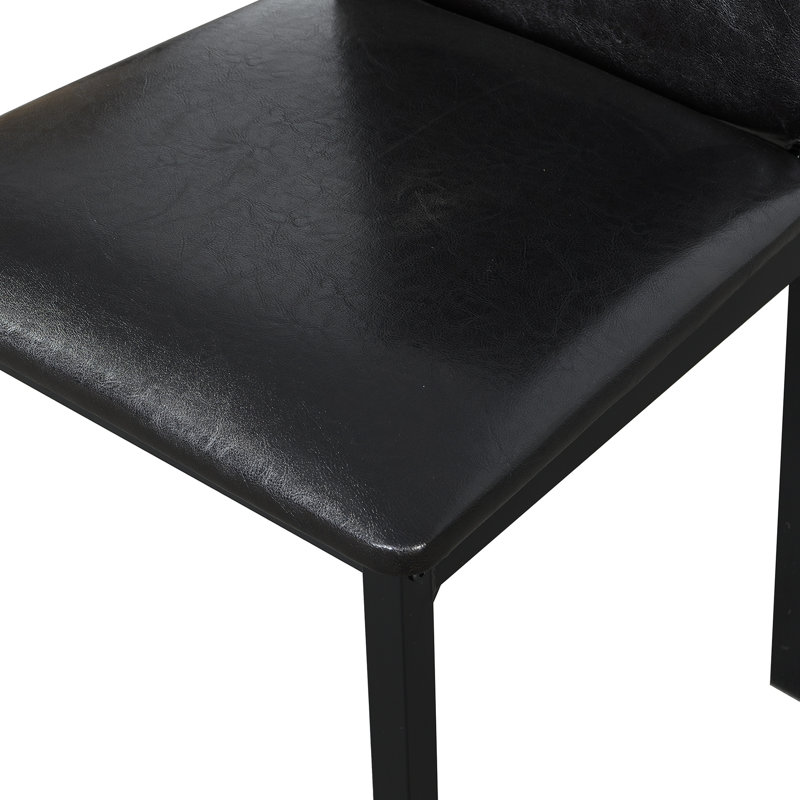4 sièges de salle à manger, cadres en métal, revêtement en vinyle brun foncé, résistance de soutien de 250 lb, conception industrielle moderne, projet d'assemblage facile, rembourrage doux pour le confort, coussins de protection ergonomiques en métal