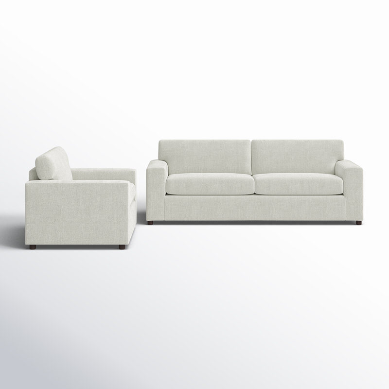 Calian 2-Piece Polyester Fabric Couch and Chair and a Half Set, Beige