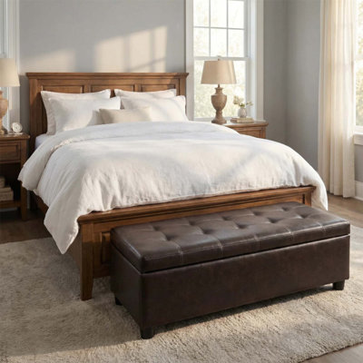 Banc de rangement spacieux avec repose-pieds avec couvercle facile à utiliser, idéal pour le vestibule et la chambre à coucher, pouvant supporter jusqu'à 300 lb, élégant et fonctionnel
