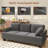 84" Modern style comfortable corduroy reception sofa, seating of 3, with cup holder, side pocket and type-c interface-1447755126