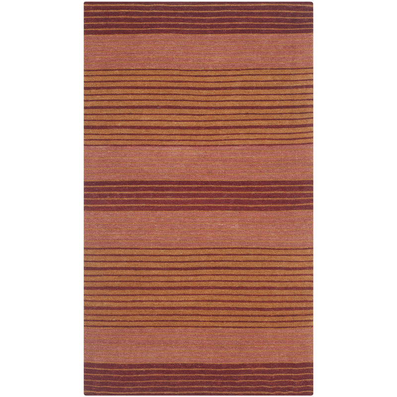 Tapis rayé en laine / coton tissé à la main Cruz, Rectangle 2 pi 3 po x 4 pi