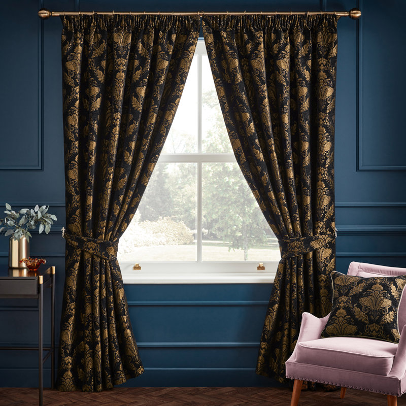 Shiraz Pencil Pleat Room Darkening Curtain Pair, 168cm Width x 183cm Drop