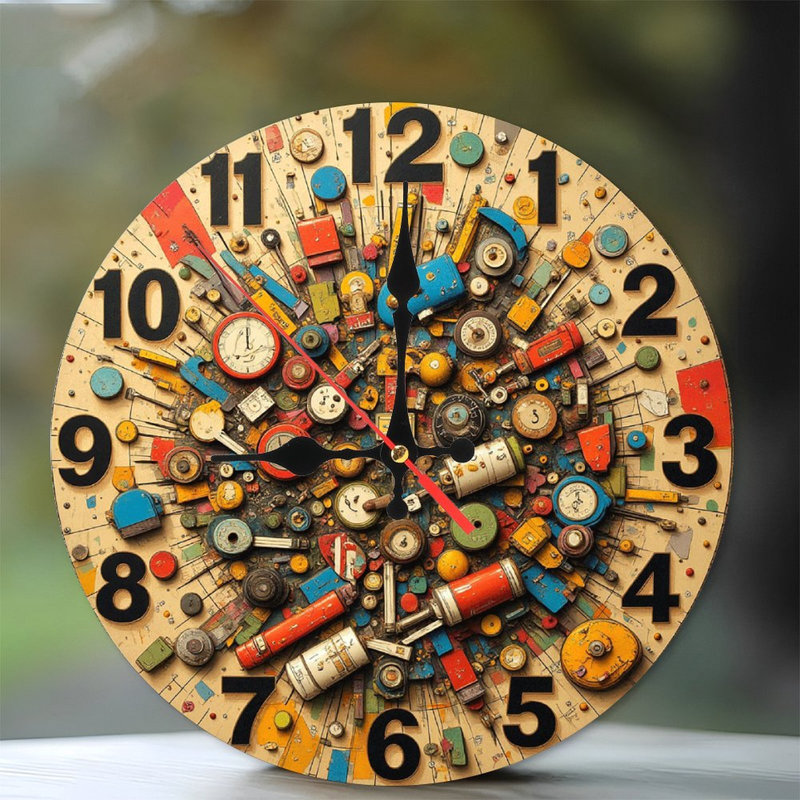 Décoration murale rétro horloge collage