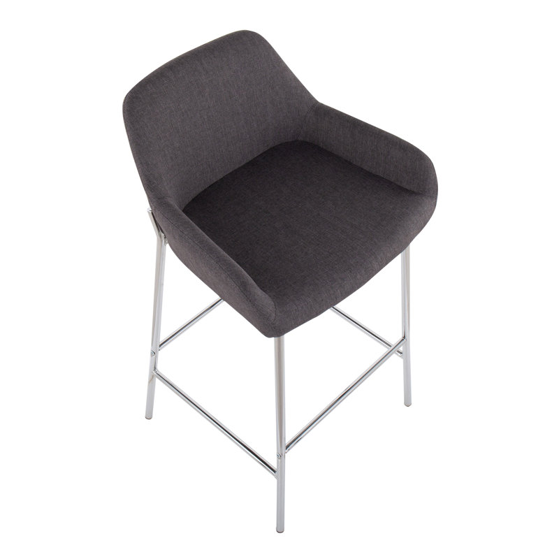 Tabouret de comptoir 24,5 po, Chrome, Gris anthracite, Tabouret de bar (siège d’une hauteur de 30 po)