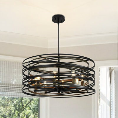 8 - Light Dimmable Chandelier Black Chandelier Bedroom Chandelier Drum Chandelier