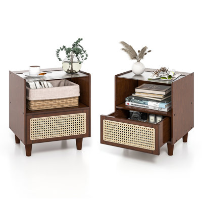 Alaster 43cm W Wicker / Rattan Bedside Table
