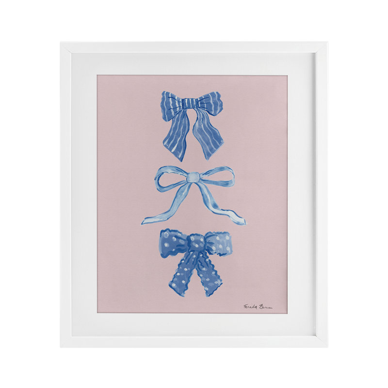 Jolis arcs bleu et rose, impression sous verre encadrée, design par Farida Zaman, H 16 po x l 13 po, Cadre blanc côtier