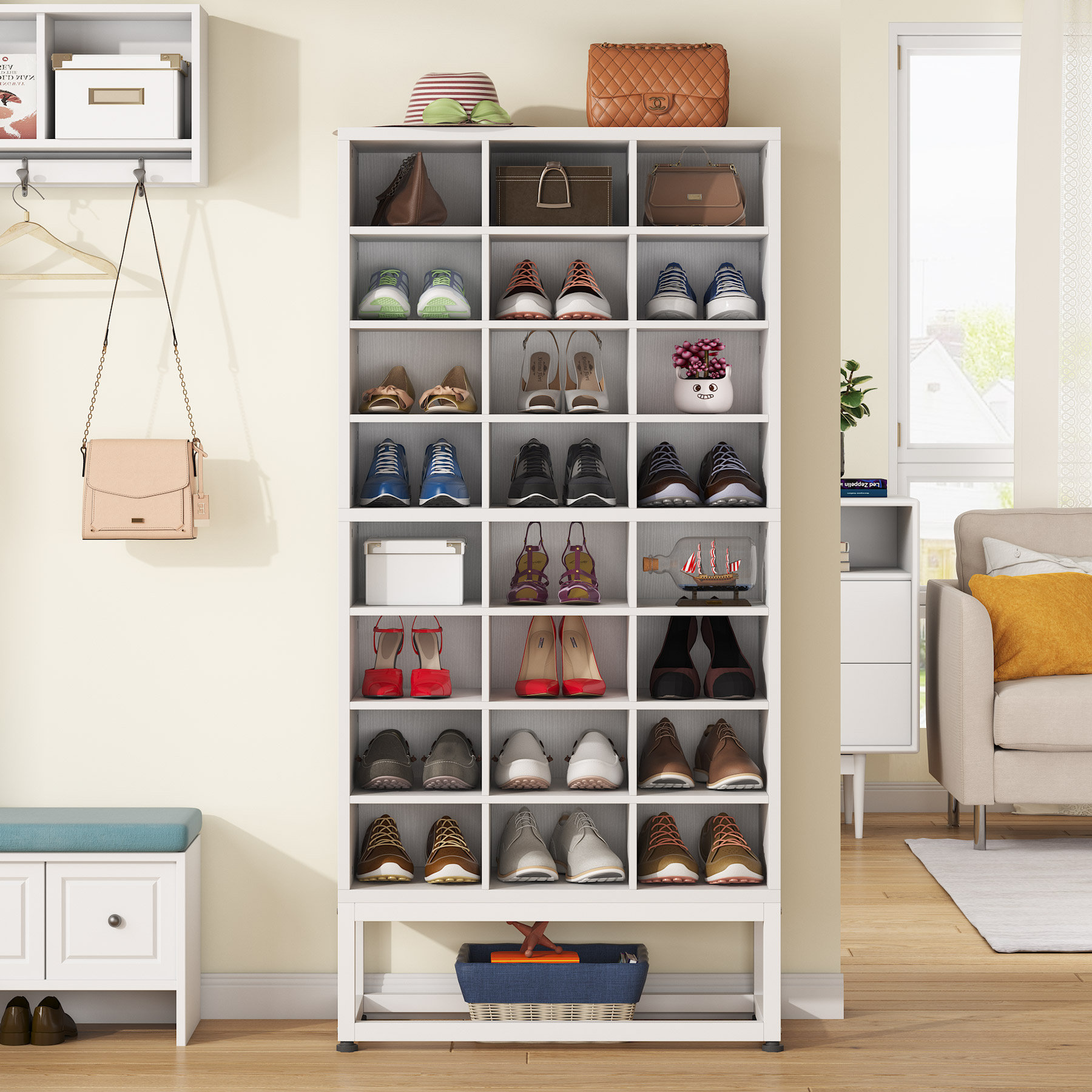 24 Pair Shoe Storage Cabinet Latitude Run Finish: White