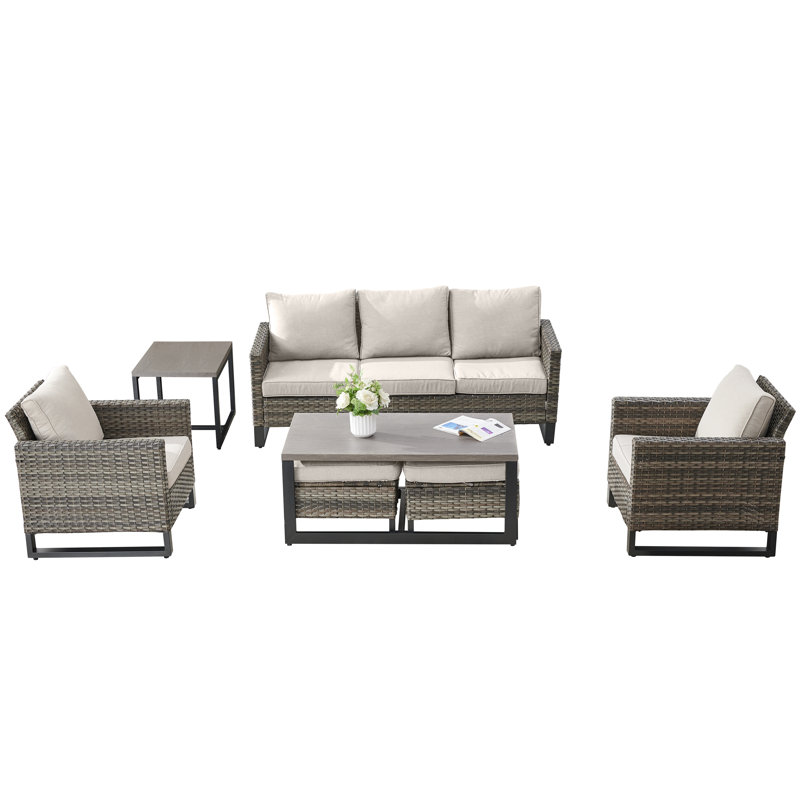 Nemacolin 7 - Person Patio Conversation Set with Cushions, Gray