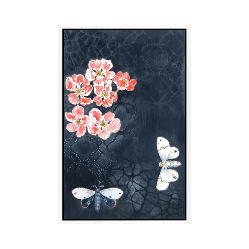 Night Moths 1 Piece Painting on Canvas, 101.6 cm H x 66.04 cm W, White Framed