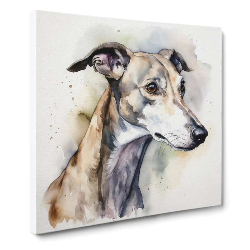 Greyhound Dog Watercolour - Wrapped Canvas, 35cm H x 35cm W x 3cm D