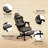 Pu Leather Office Gamer Chair High Back Swivel Recliner With Footrest, Lumbar Support, Adjustable Height