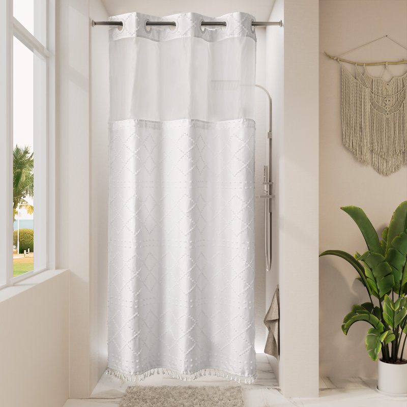 Rideau de douche Shorey, H 74 po x l 36 po, Blanc