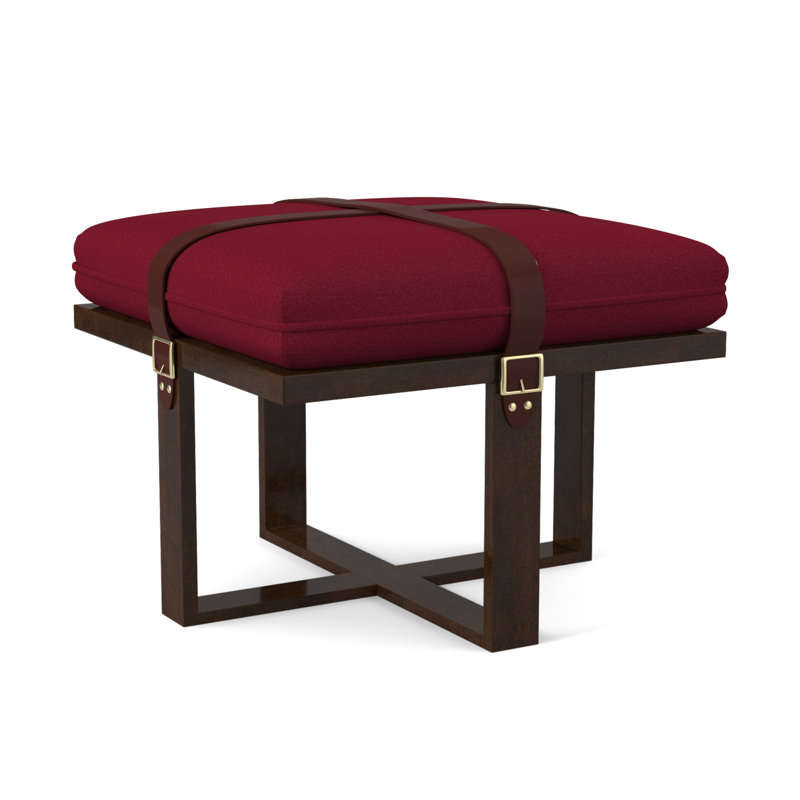 Repose-pieds à boucle, Noyer américain, Mélange de polyester rouge à lèvres Margaret