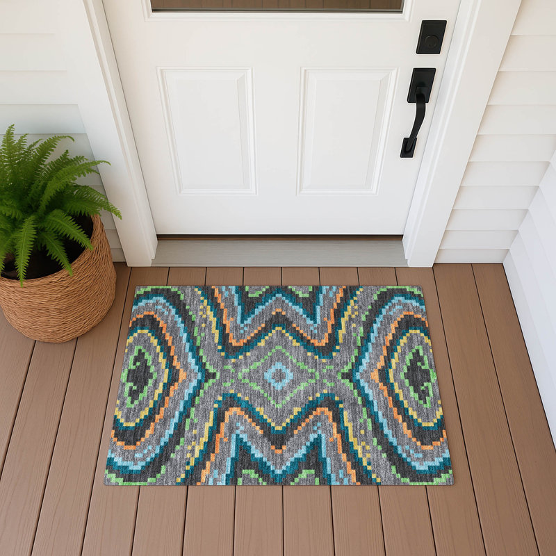 Machine Washable Indoor/Outdoor Chantille ACN2829 Kids Rug, Gray, 2'6" x 3'10"