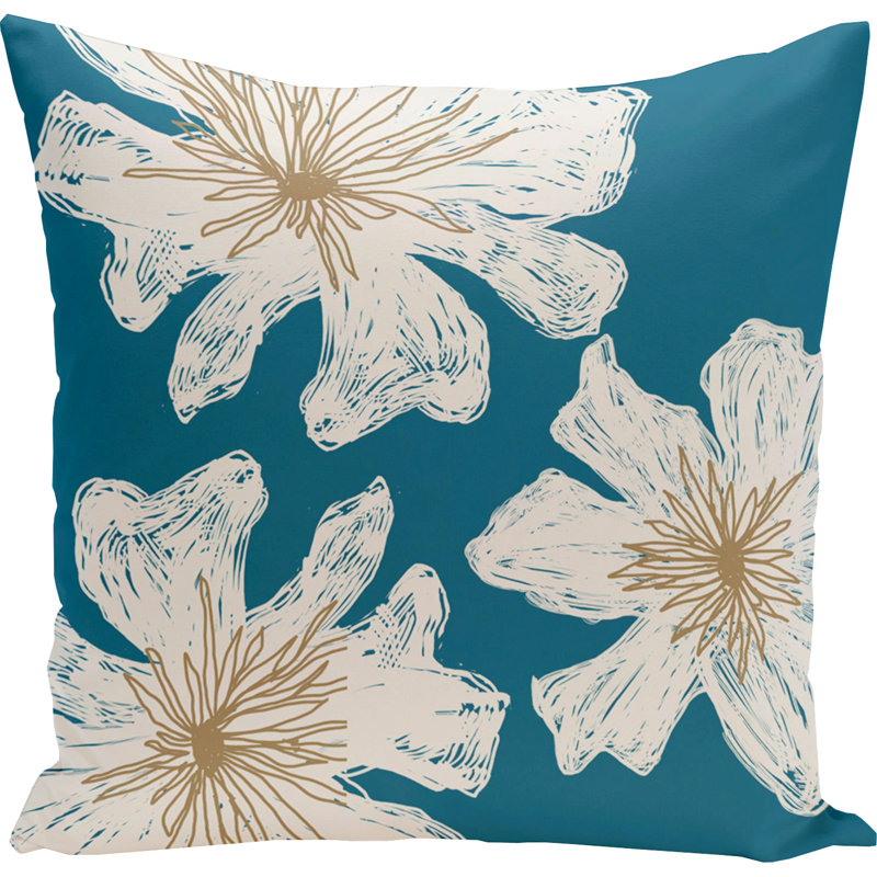 Coussin réversible, H 18 po x l 18 po, Bleu sarcelle / rotin, Carré