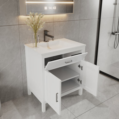 Armoire de base de meuble-lavabo à tiroirs blanc avec largeur 24 po