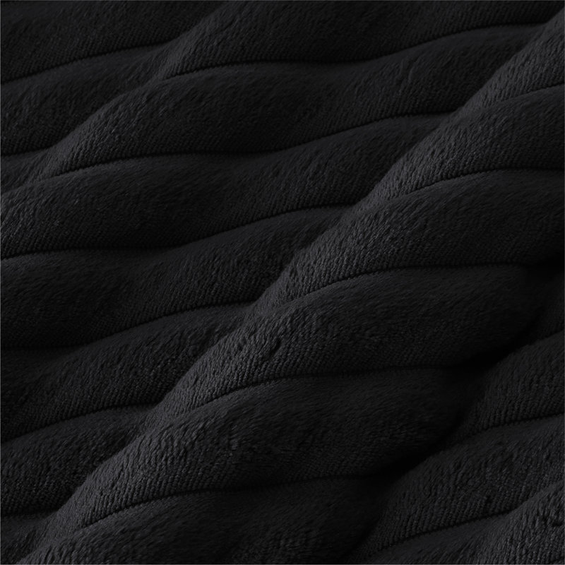 Ensembles d'édredon de taille très grand - 3 pièces de literie en molleton noir moelleux, esthétique rayée confortable pour les chambres modernes et d'invités, décoration intérieure de luxe toutes saisons