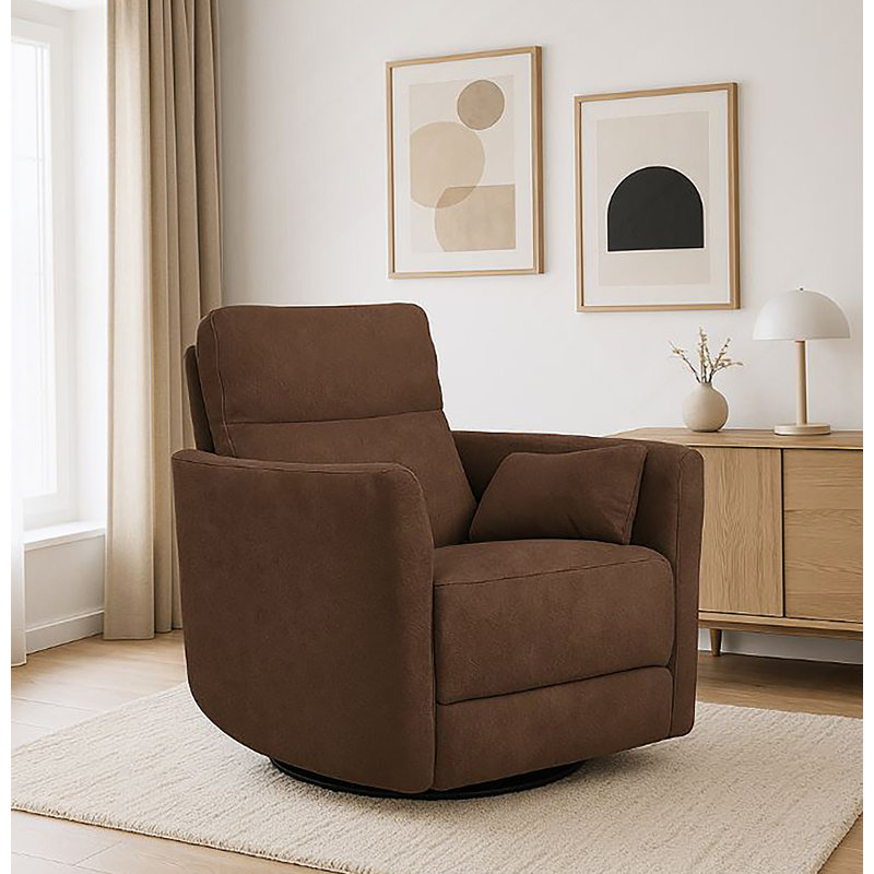 Fauteuil inclinable manuel pivotant en microfibre Man Wah, chocolat