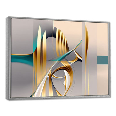«Minimal Gold Abstraction On Turquoise Horizon I», art mural fractales