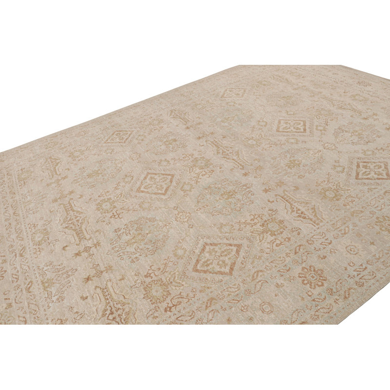 Rug & Kilim’S Oushak Rug In Gray And Beige With All Over Geometric Pattern, Rectangle 12' x 18'