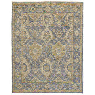 Carrington Wool Oriental Area Rug in Blue