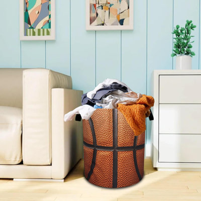 Basketball Laundry Basket Ball Texture Oxford Cloth Laundry Hamper With Handle Foldable Portable Clothes Storage Basket Storage Bag For Laundry Room/Bathroom/Bedroom/Dormitories