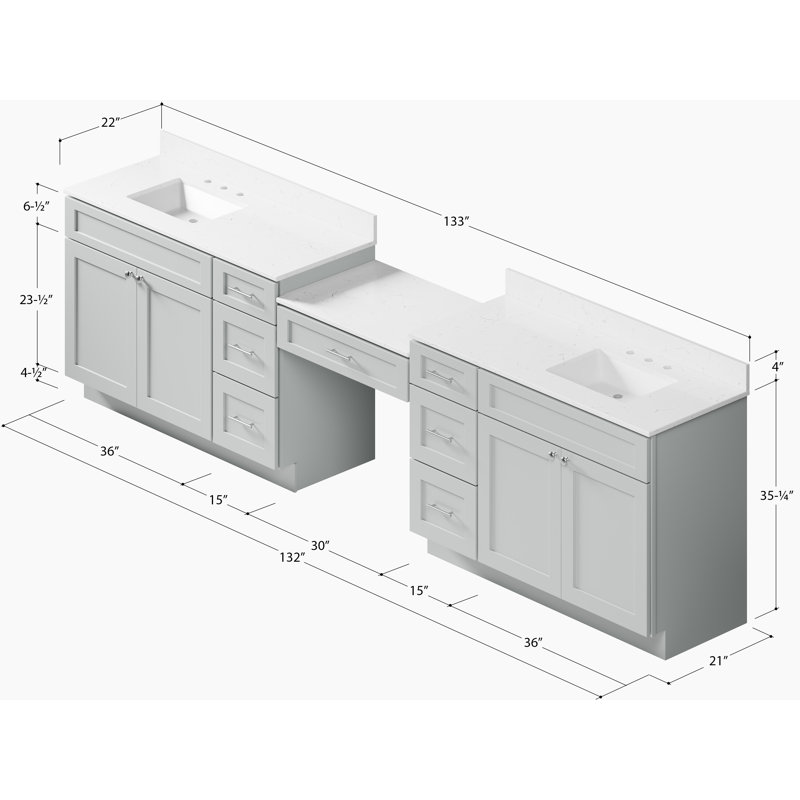 Meuble-lavabo double Disar, Gris